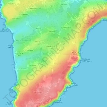 Saint-Hernot topographic map, elevation, terrain