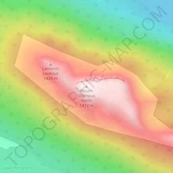 Mount Olympus North topographic map, elevation, terrain