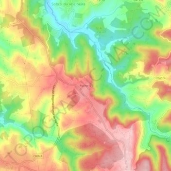 Rocheira topographic map, elevation, terrain