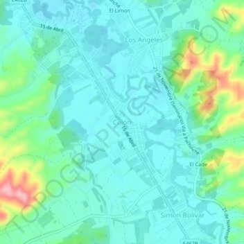 Colón topographic map, elevation, terrain