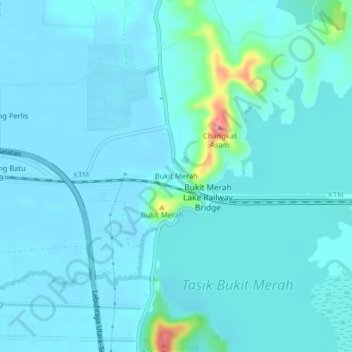 Bukit Merah topographic map, elevation, terrain