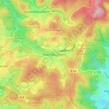 Altenkleusheim topographic map, elevation, terrain