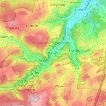 Vollem topographic map, elevation, terrain