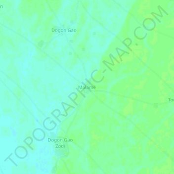 Malamé topographic map, elevation, terrain
