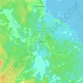 Emsfors topographic map, elevation, terrain