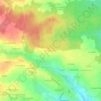 Les Petites Forges topographic map, elevation, terrain