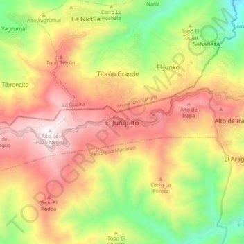 El Junquito topographic map, elevation, terrain