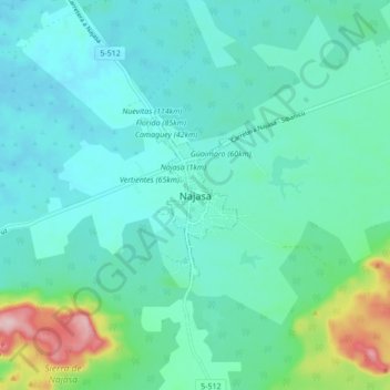 Najasa topographic map, elevation, terrain