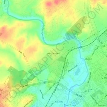 Preiss Heights topographic map, elevation, terrain