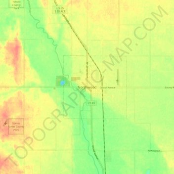 Northwood topographic map, elevation, terrain