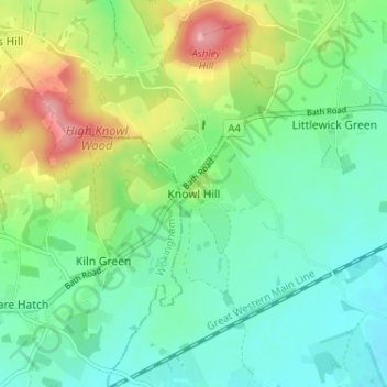 Knowl Hill topographic map, elevation, terrain