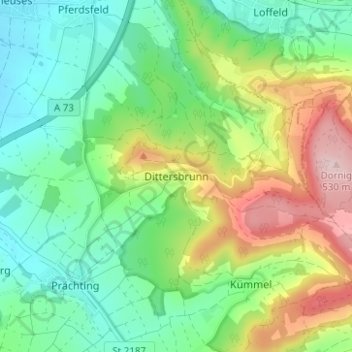 Dittersbrunn topographic map, elevation, terrain
