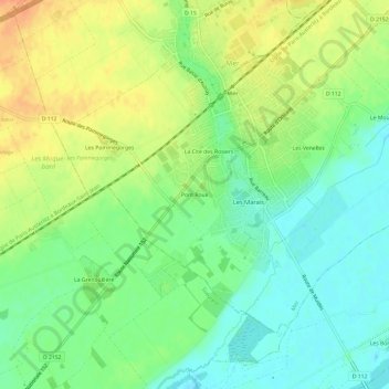 Pont Roux topographic map, elevation, terrain