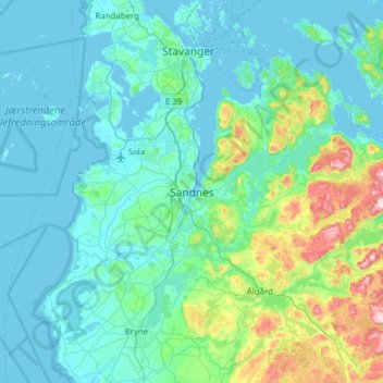 Sandnes topographic map, elevation, terrain