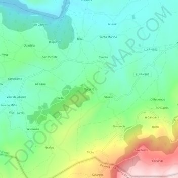 Outeiro topographic map, elevation, terrain