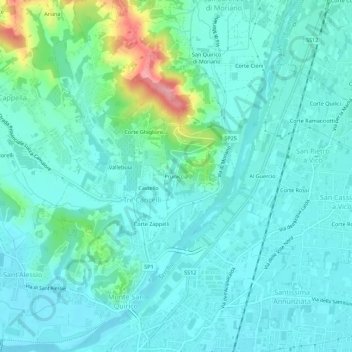 Pruniccia topographic map, elevation, terrain