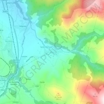 Silió topographic map, elevation, terrain