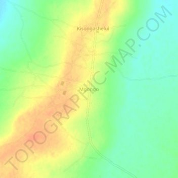 Mgongo topographic map, elevation, terrain