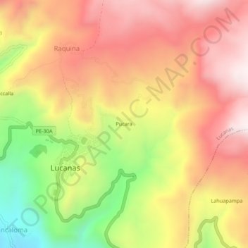 Pucara topographic map, elevation, terrain
