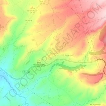 Isona topographic map, elevation, terrain