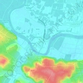 Lavagnac topographic map, elevation, terrain