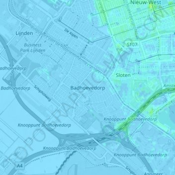 Badhoevedorp topographic map, elevation, terrain