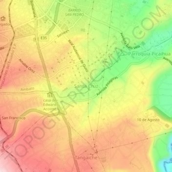 Santa Cruz topographic map, elevation, terrain
