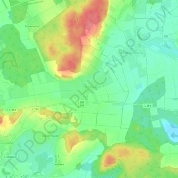Steinhausen topographic map, elevation, terrain