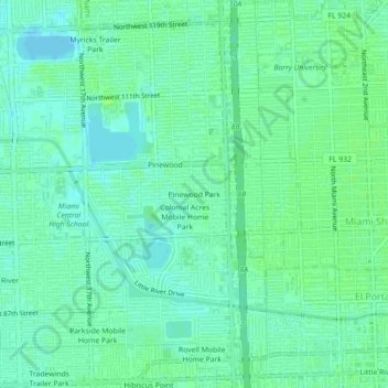 Pinewood Park topographic map, elevation, terrain