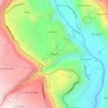 Yataquí topographic map, elevation, terrain