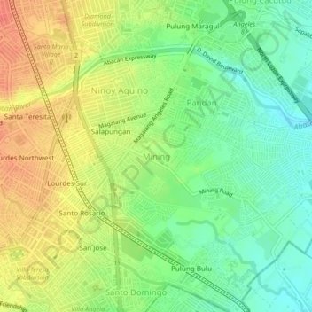 Mining topographic map, elevation, terrain