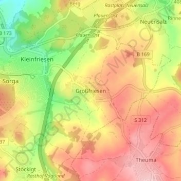 Großfriesen topographic map, elevation, terrain