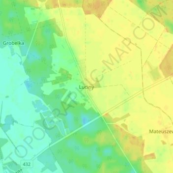 Luciny topographic map, elevation, terrain