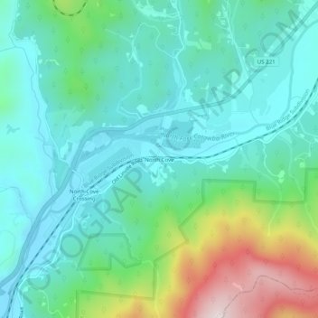 North Cove topographic map, elevation, terrain