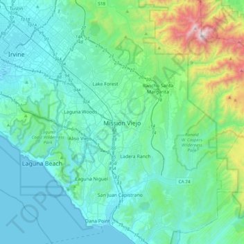 Mission Viejo topographic map, elevation, terrain