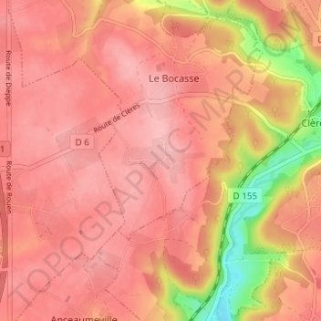 Bosc la Mer topographic map, elevation, terrain