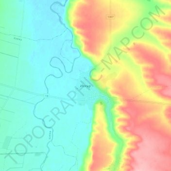 Iskar topographic map, elevation, terrain