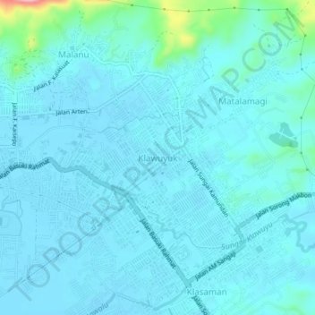 Klawuyuk topographic map, elevation, terrain