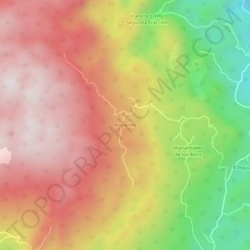 Potrerillo topographic map, elevation, terrain