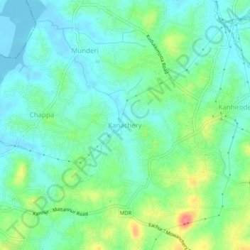 Kanachery topographic map, elevation, terrain