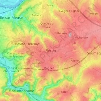 Fléron topographic map, elevation, terrain