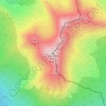 Diamond Peak topographic map, elevation, terrain