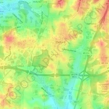 The Dell topographic map, elevation, terrain