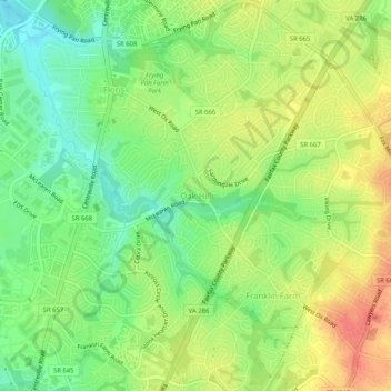 Oak Hill topographic map, elevation, terrain
