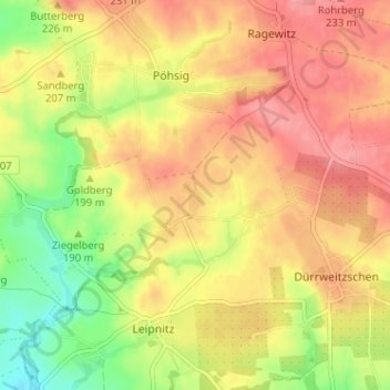Papsdorf topographic map, elevation, terrain