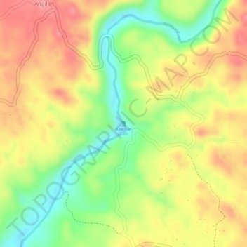 Kawasan Falls topographic map, elevation, terrain