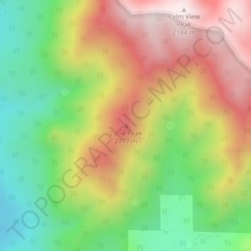 Cone Peak topographic map, elevation, terrain