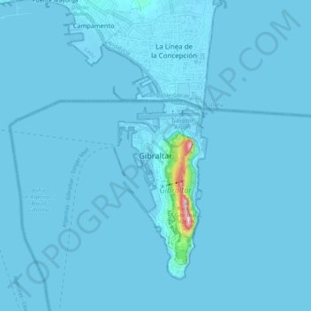 Gibraltar topographic map, elevation, terrain