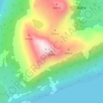 Aldra topographic map, elevation, terrain