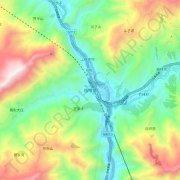 桔柑镇 topographic map, elevation, terrain